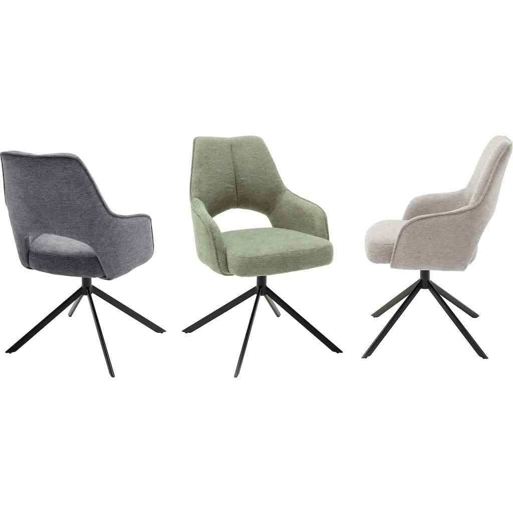 Set 2 scaune rotative tapitate cu stofa si picioare metalice, Bangor Antracit / Negru, l57xA66x92 cm (4)