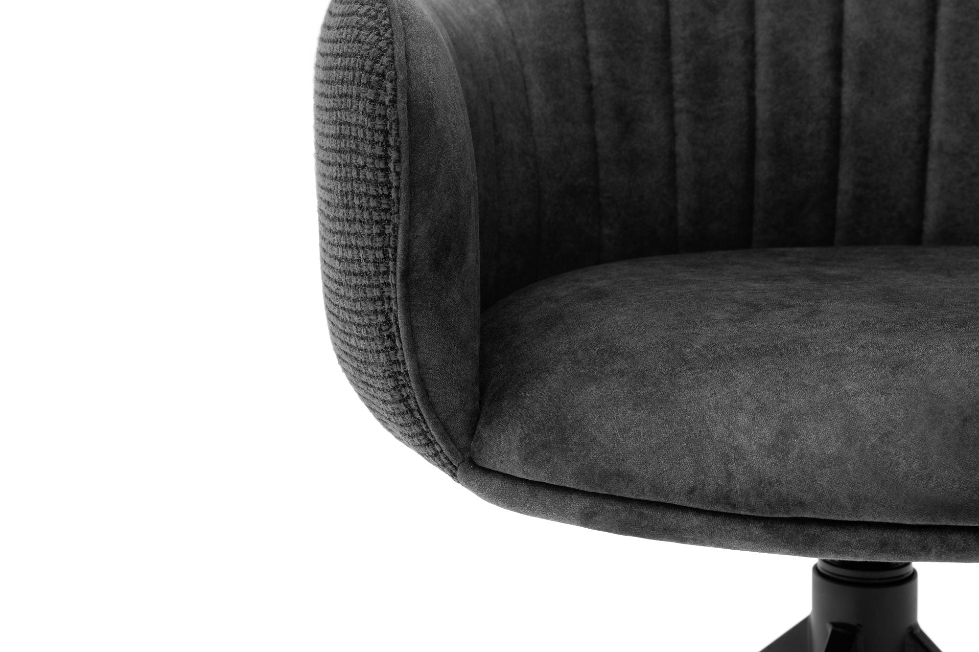 Set 2 scaune rotative tapitate cu stofa si picioare metalice, Denia Antracit / Negru, l60xA64x87 cm (7)