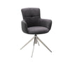 Set 2 scaune rotative tapitate cu stofa si picioare metalice, Mecana Antracit / Crom, l60xA64x87 cm (1)