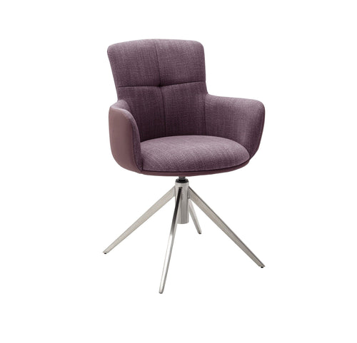 Set 2 scaune rotative tapitate cu stofa si picioare metalice, Mecana Burgundy / Crom, l60xA64x87 cm (1)