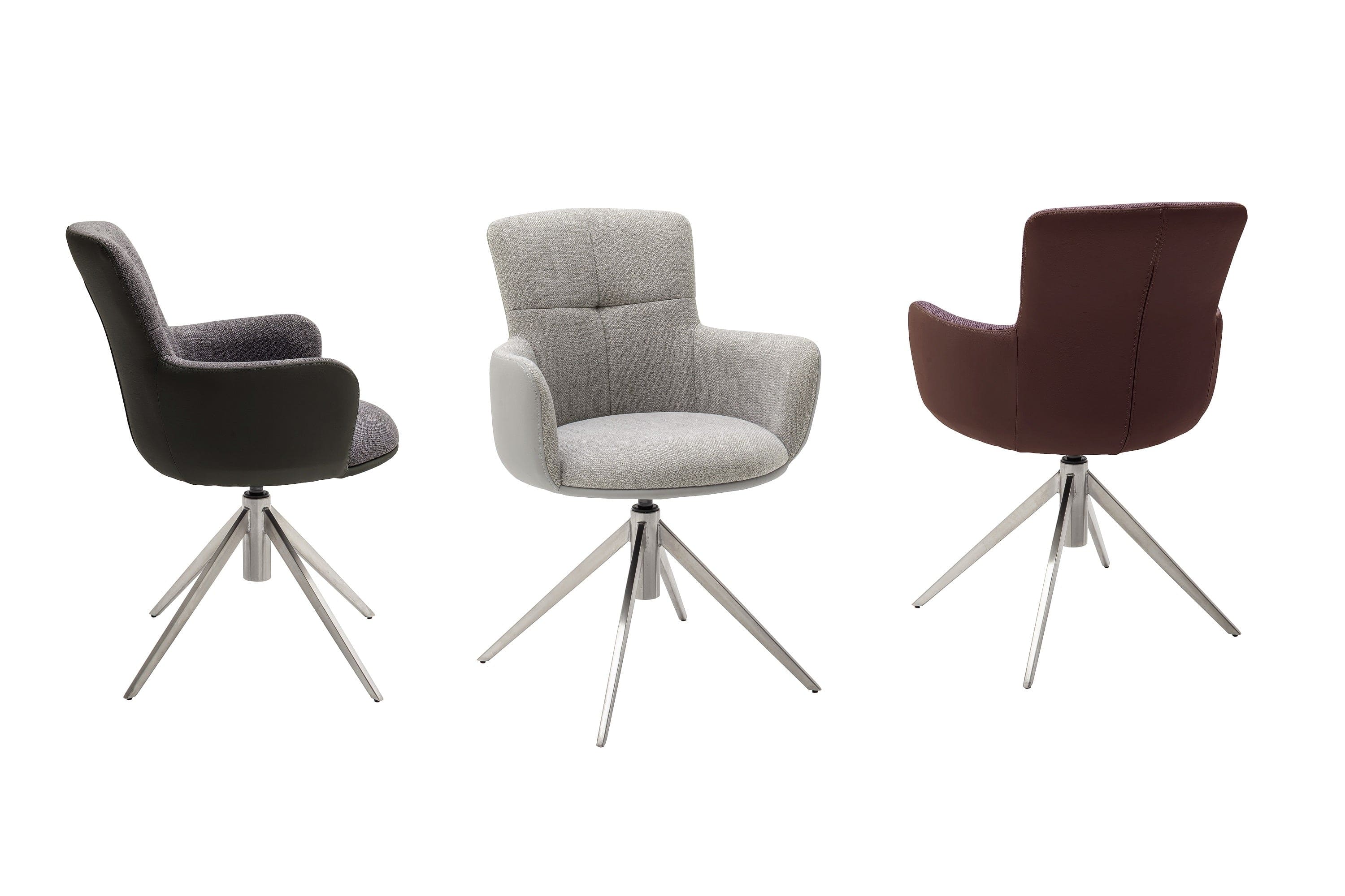 Set 2 scaune rotative tapitate cu stofa si picioare metalice, Mecana Antracit / Crom, l60xA64x87 cm (2)
