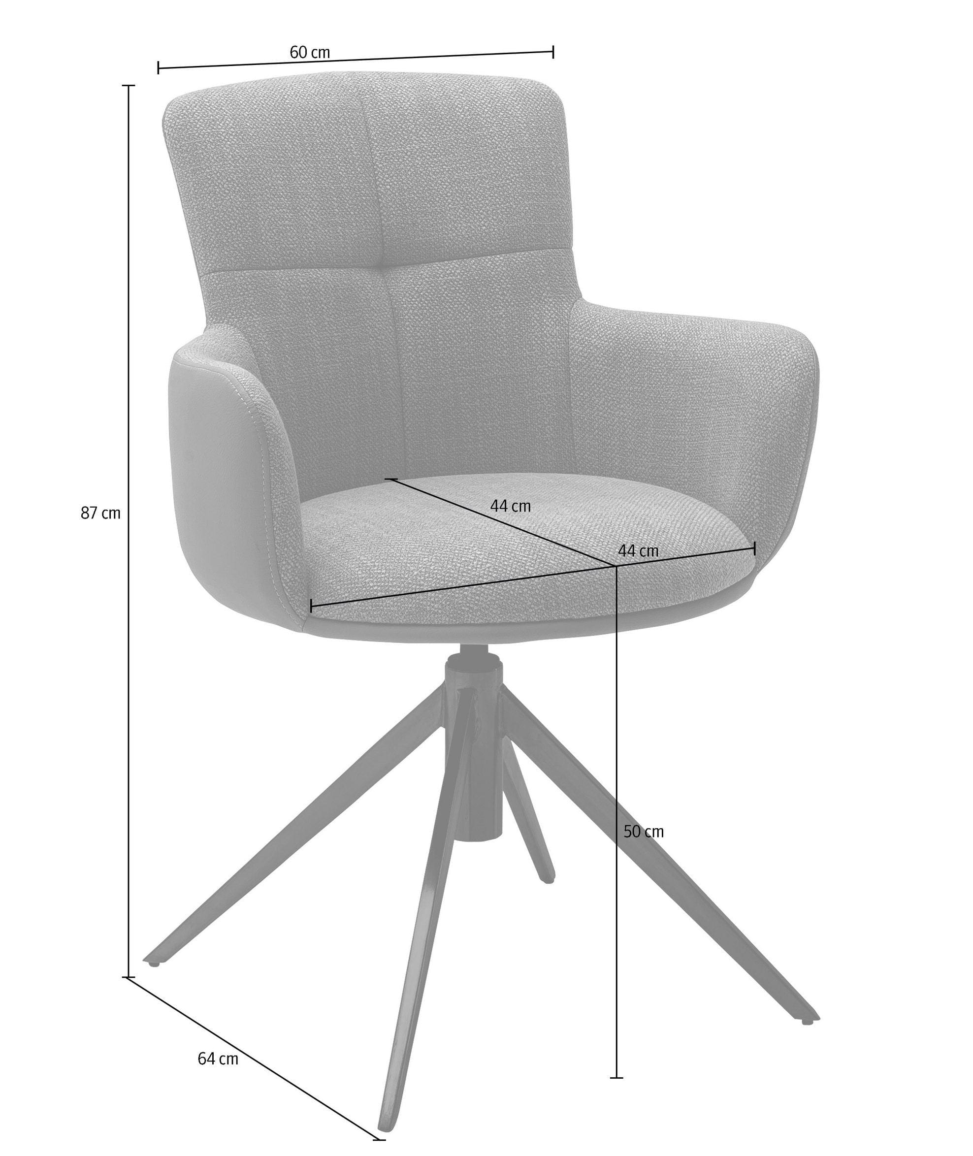 Set 2 scaune rotative tapitate cu stofa si picioare metalice, Mecana Antracit / Negru, l60xA64x87 cm (4)