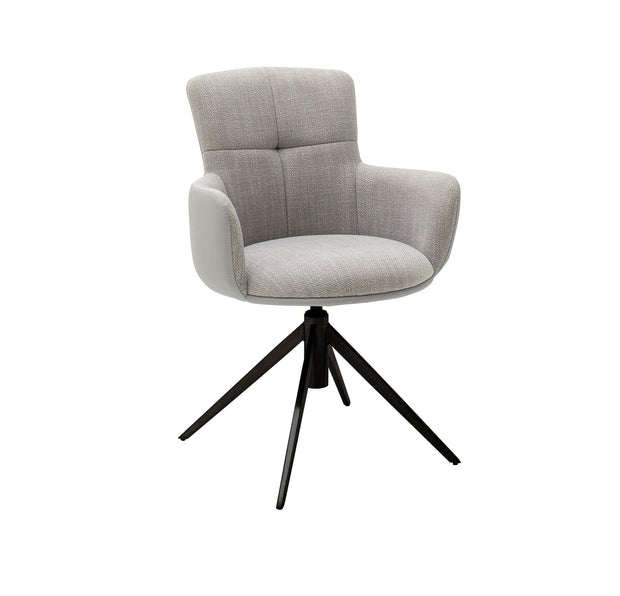 Set 2 scaune rotative tapitate cu stofa si picioare metalice, Mecana Gri / Negru, l60xA64x87 cm (1)