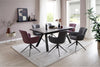 Set 2 scaune rotative tapitate cu stofa si picioare metalice, Mecana Burgundy / Negru, l60xA64x87 cm (2)