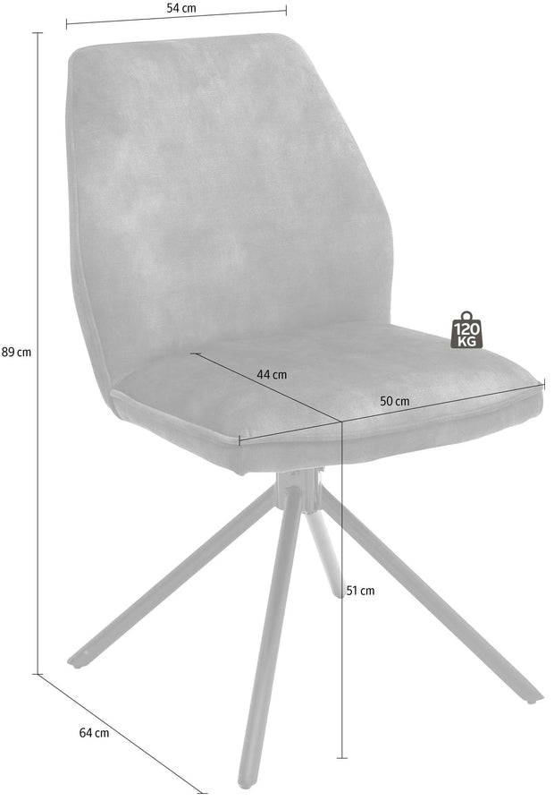 Set 2 scaune rotative tapitate cu stofa si picioare metalice, Ottawa Antracit / Negru, l54xA64x89 cm (5)