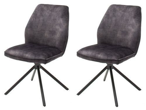 Set 2 scaune rotative tapitate cu stofa si picioare metalice, Ottawa Antracit / Negru, l54xA64x89 cm (1)