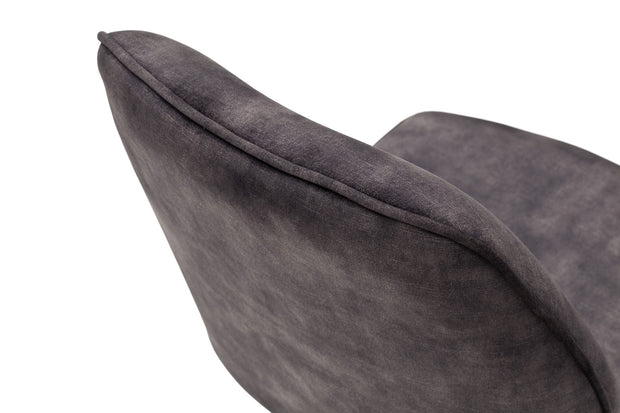 Set 2 scaune rotative tapitate cu stofa si picioare metalice, Ottawa Antracit / Negru, l54xA64x89 cm (3)