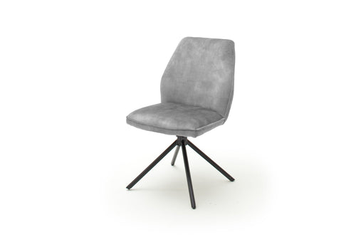 Set 2 scaune rotative tapitate cu stofa si picioare metalice, Ottawa Gri / Negru, l54xA64x89 cm (1)