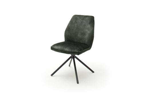 Set 2 scaune rotative tapitate cu stofa si picioare metalice, Ottawa Verde Olive / Negru, l54xA64x89 cm (1)