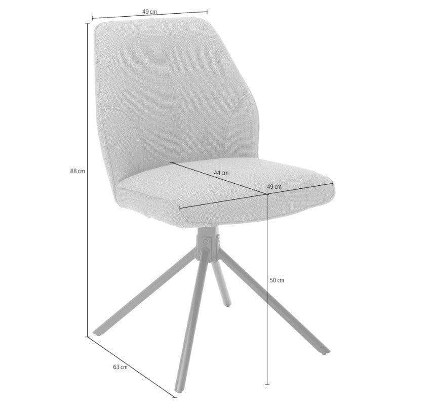 Set 2 scaune rotative tapitate cu stofa si picioare metalice, Pemba Cappuccino / Negru, l49xA63x88 cm (3)