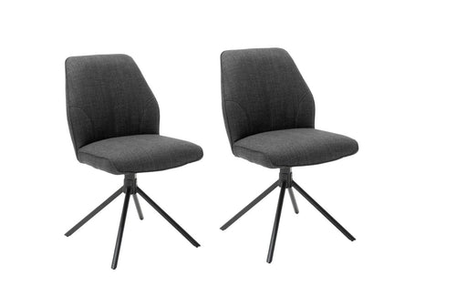 Set 2 scaune rotative tapitate cu stofa si picioare metalice, Pemba Antracit / Negru, l49xA63x88 cm (1)