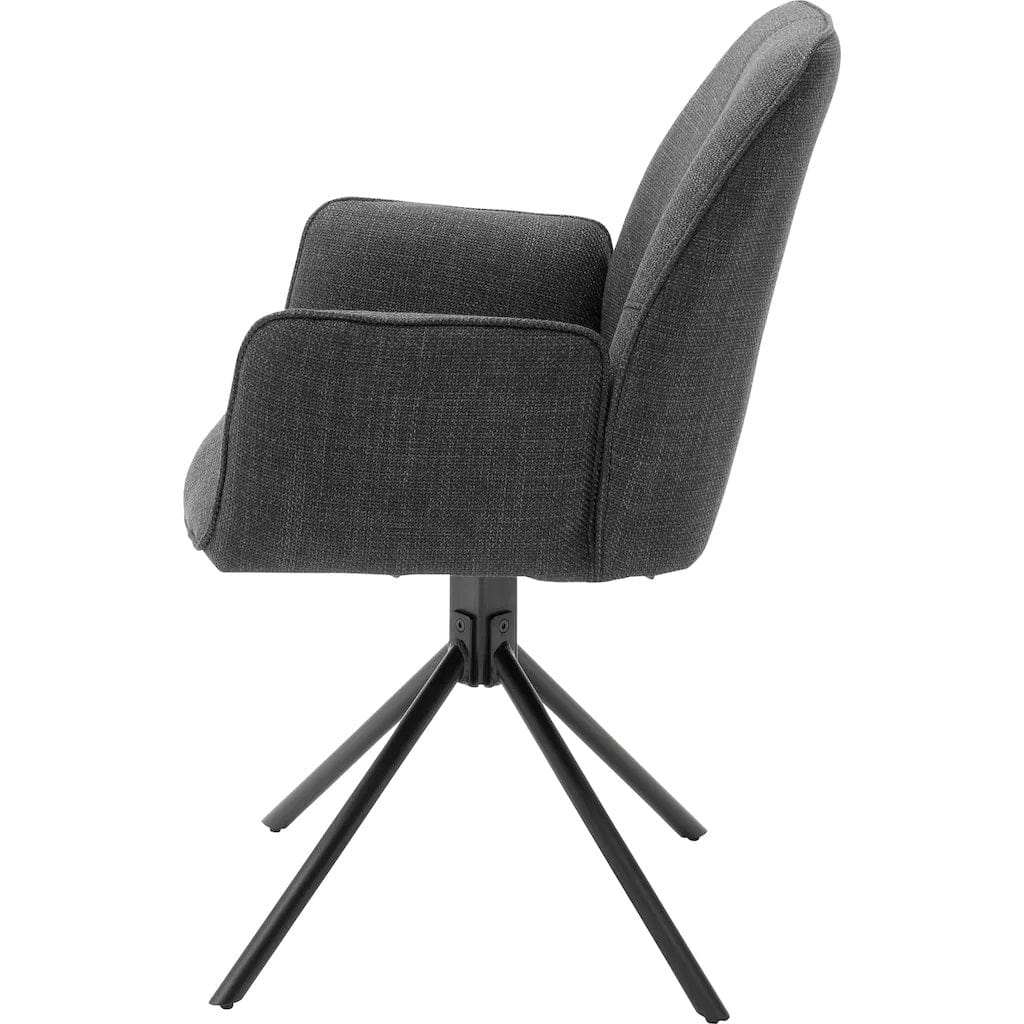 Set 2 scaune rotative tapitate cu stofa si picioare metalice, Pemba Plus Antracit / Negru, l59xA63x88 cm (2)