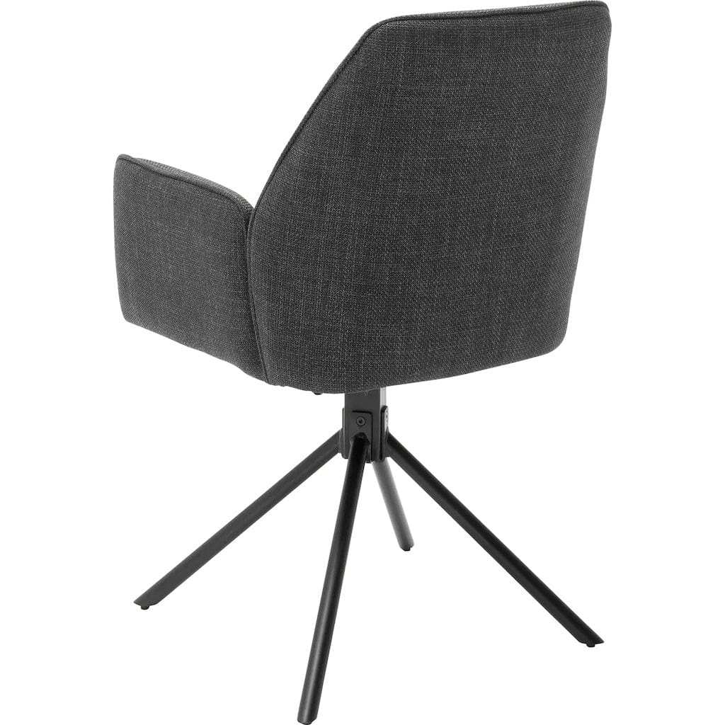 Set 2 scaune rotative tapitate cu stofa si picioare metalice, Pemba Plus Antracit / Negru, l59xA63x88 cm (3)