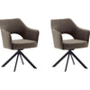 Set 2 scaune rotative tapitate cu stofa si picioare metalice, Tonala Cappuccino / Negru, l64xA61xH85 cm