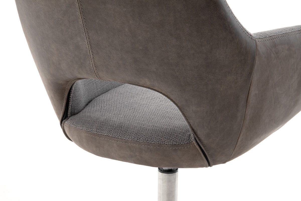 Set 2 scaune rotative tapitate cu stofa si piele ecologica, cu picioare metalice, Melrose 2 Cappuccino / Negru, l64xA64xH88 cm (5)