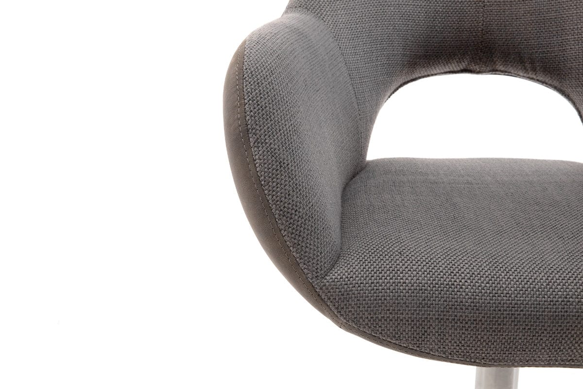 Set 2 scaune rotative tapitate cu stofa si piele ecologica, cu picioare metalice, Melrose 2 Cappuccino / Negru, l64xA64xH88 cm (7)