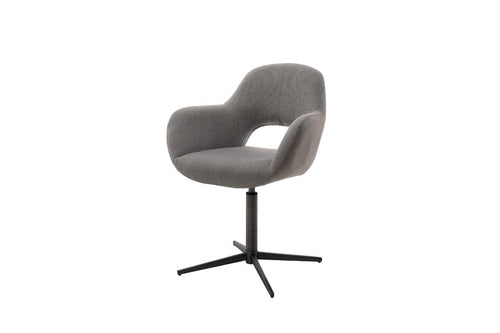 Set 2 scaune rotative tapitate cu stofa si piele ecologica, cu picioare metalice, Melrose 2 Cappuccino / Negru, l64xA64xH88 cm (1)