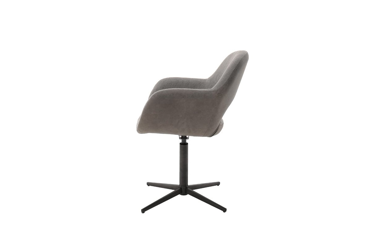 Set 2 scaune rotative tapitate cu stofa si piele ecologica, cu picioare metalice, Melrose 2 Cappuccino / Negru, l64xA64xH88 cm (3)