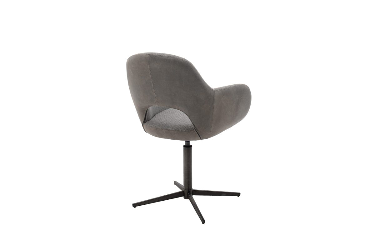 Set 2 scaune rotative tapitate cu stofa si piele ecologica, cu picioare metalice, Melrose 2 Cappuccino / Negru, l64xA64xH88 cm (4)