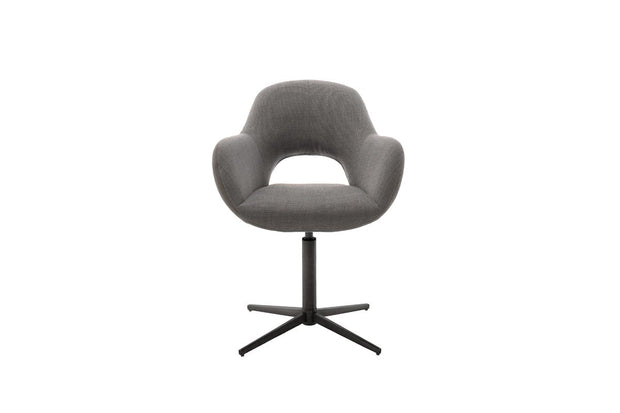 Set 2 scaune rotative tapitate cu stofa si piele ecologica, cu picioare metalice, Melrose 2 Cappuccino / Negru, l64xA64xH88 cm (2)