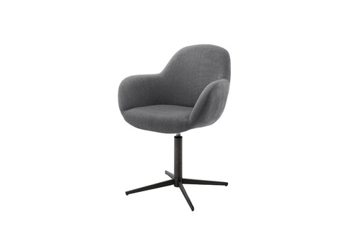 Set 2 scaune rotative tapitate cu stofa si piele ecologica, cu picioare metalice, Melrose Antracit / Negru, l64xA64xH88 cm (1)
