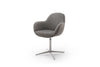 Set 2 scaune rotative tapitate cu stofa si piele ecologica, cu picioare metalice, Melrose Capuccino / Crom, l64xA64xH88 cm (1)