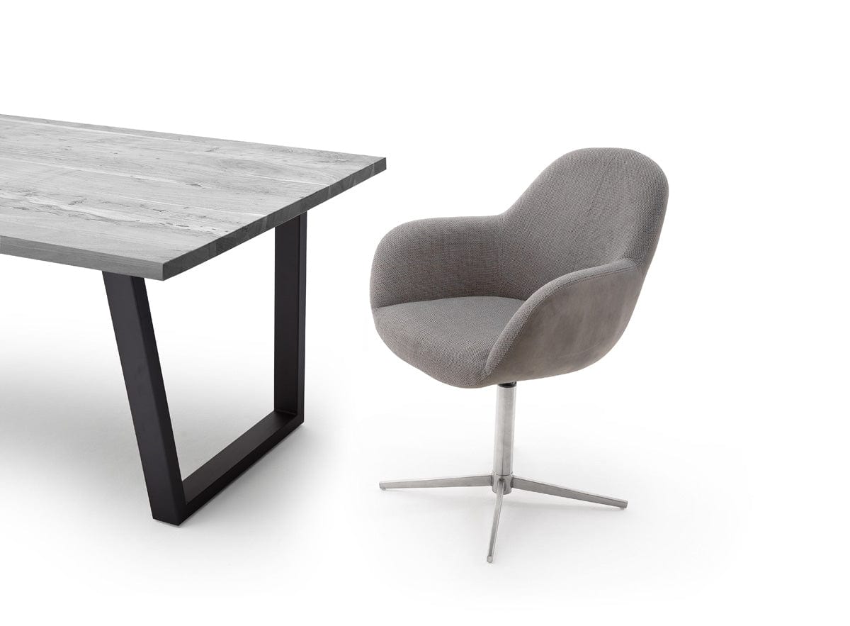 Set 2 scaune rotative tapitate cu stofa si piele ecologica, cu picioare metalice, Melrose Capuccino / Crom, l64xA64xH88 cm (5)