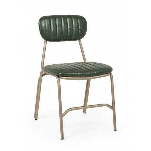 Set 2 scaune tapitate cu piele ecologica si picioare metalice Addy Verde inchis, l44xA55xH75 cm (1)