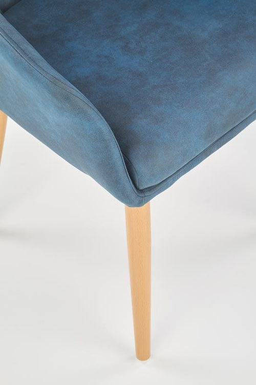 Scaun tapitat cu piele ecologica, cu picioare metalice Kai-287 Albastru inchis, l58xA61xH85 cm