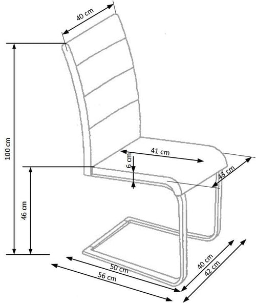 Scaun tapitat cu piele ecologica, cu picioare metalice Kai-85 Dark Cream, l42xA56xH100 cm (1)