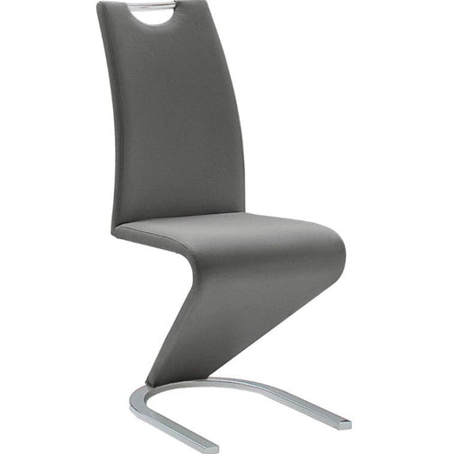 Set 2 scaune tapitate cu piele ecologica si picioare metalice, Amado Gri / Crom, l45xA62xH102 cm (1)