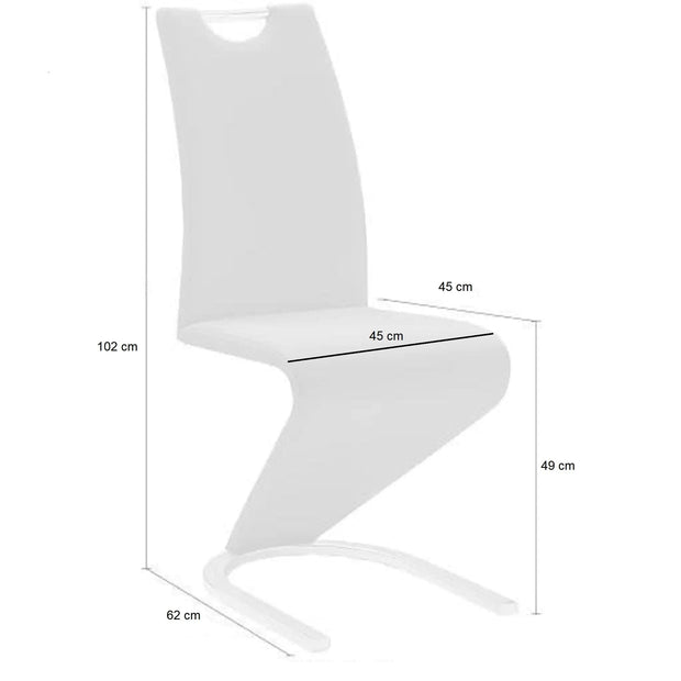 Set 2 scaune tapitate cu piele ecologica si picioare metalice, Amado Maro / Crom, l45xA62xH102 cm (4)