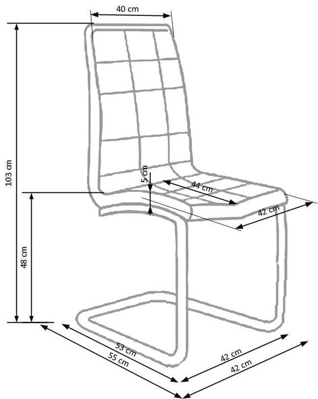 Scaun tapitat cu piele ecologica si picioare metalice, Kai-147 Gri / Crom, l42xA55xH103 cm (1)