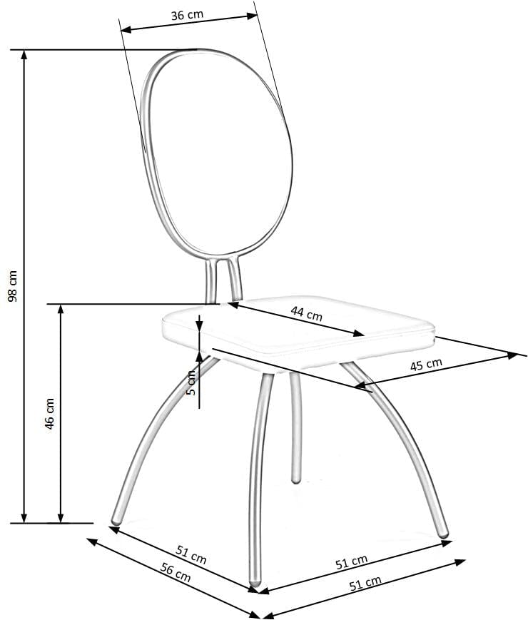 Scaun tapitat cu piele ecologica si picioare metalice, Kai-297 Gri Deschis / Crom, l51xA56xH98 cm (10)