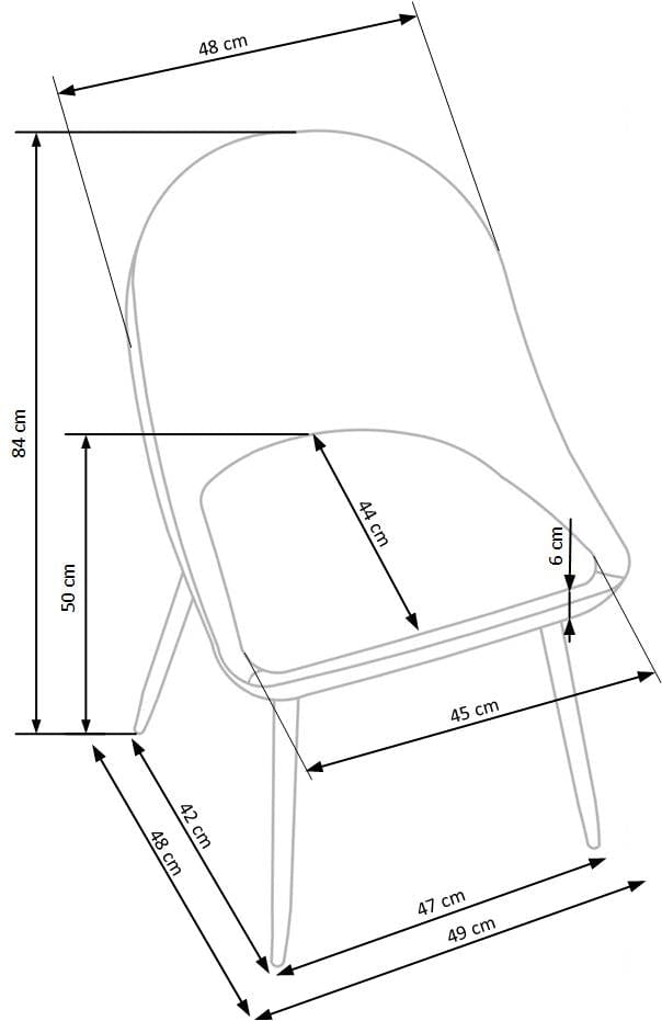 Scaun tapitat cu piele ecologica si picioare metalice, Kai-406 Gri Inchis / Negru, l49xA48xH84 cm (10)