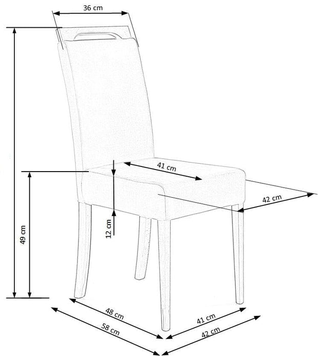 Scaun tapitat cu stofa, cu picioare din lemn Clarinda Gri / Stejar, l42xA58xH97 cm (10)