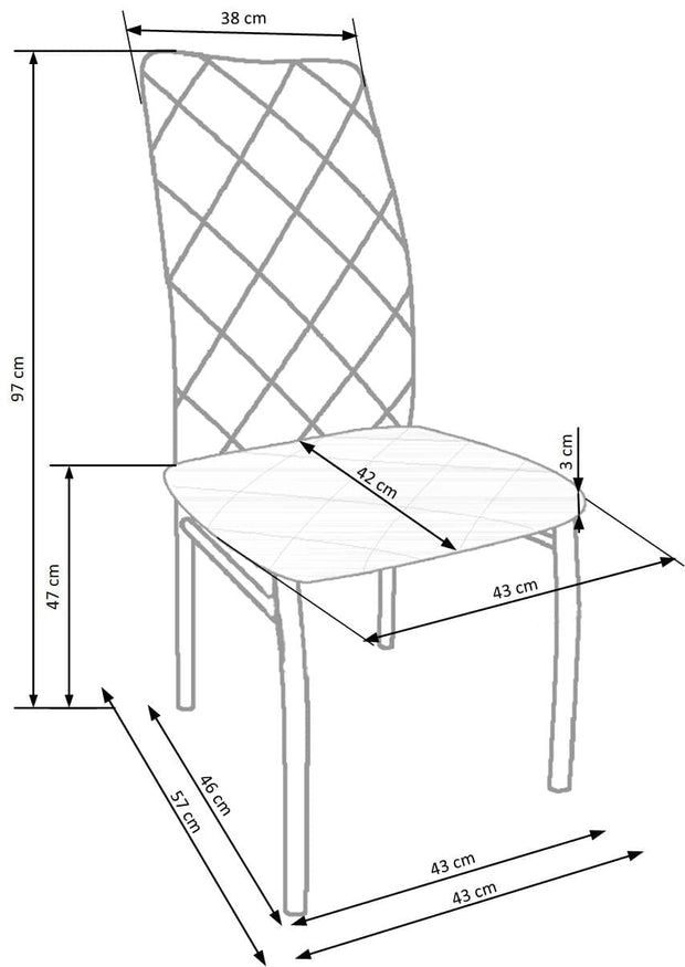 Scaun tapitat cu stofa, cu picioare metalice Kai-309 Gri deschis / Crom, l43xA57xH97 cm (9)