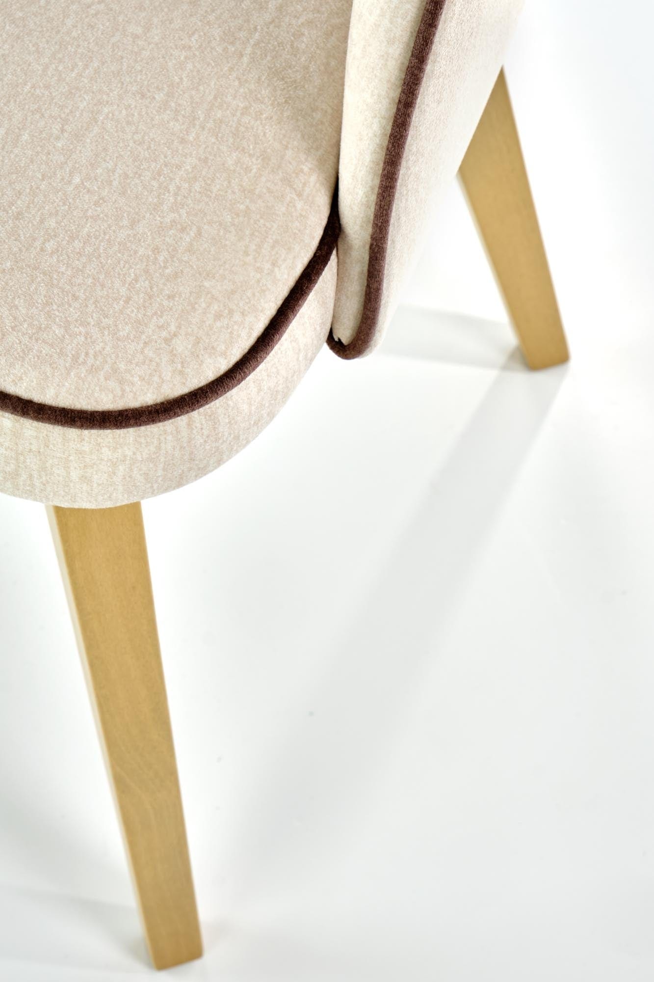 Scaun tapitat cu stofa si picioare din lemn de fag, Maribel Velvet Crem / Stejar, l51xA57xH78 cm (8)