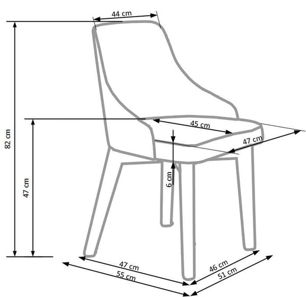 Scaun tapitat cu stofa si picioare din lemn de fag, Torrell Gri / Stejar Sonoma, l51xA55xH82 cm (4)