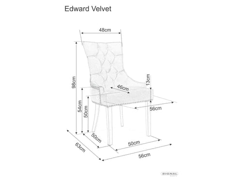 Scaun tapitat cu stofa si picioare din lemn, Eduardo Velvet Negru, l56xA63xH98 cm (1)