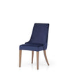 Set masa din pal + 4 scaune tapitate cu stofa, cu picioare din lemn Gold Nuc / Bleumarin, L200xl100xH75 cm (2)