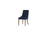 Set masa din pal + 4 scaune tapitate cu stofa, cu picioare din lemn Gold Nuc / Bleumarin, L200xl100xH75 cm (5)