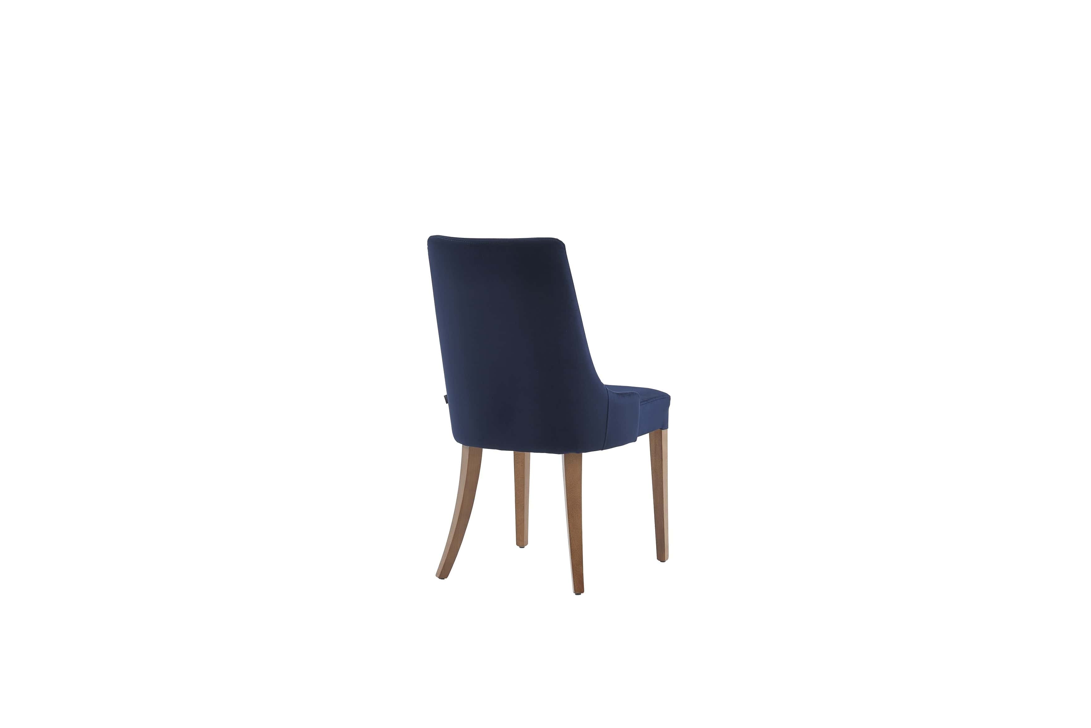 Set masa din pal + 4 scaune tapitate cu stofa, cu picioare din lemn Gold Nuc / Bleumarin, L200xl100xH75 cm (4)