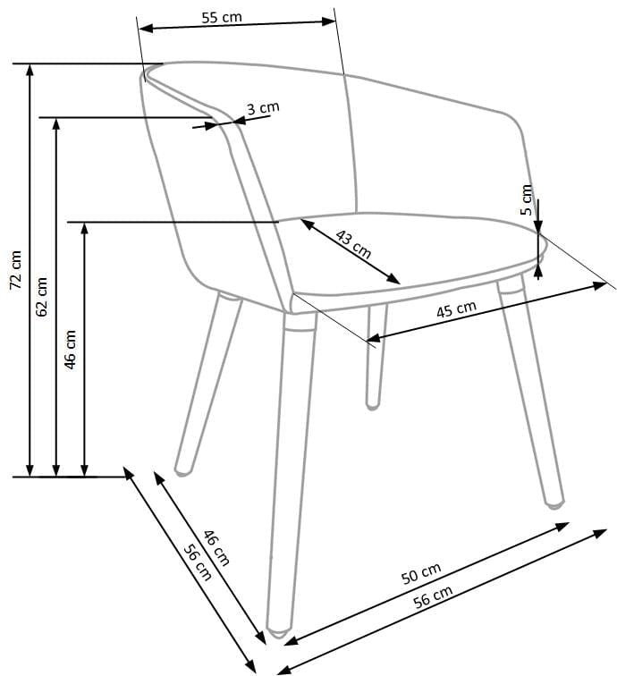 Scaun tapitat cu stofa si picioare din lemn, Kai-266 Gri Inchis / Natural, l56xA56xH72 cm (8)