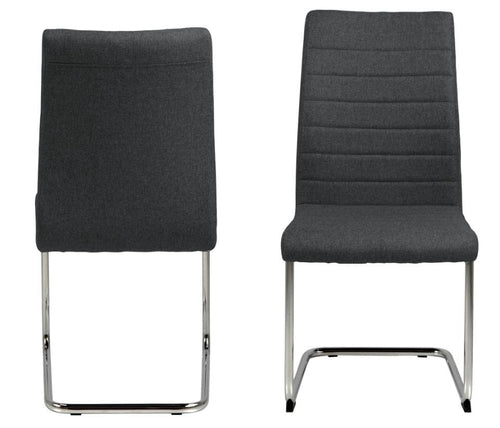 Set 2 scaune tapitate cu stofa si picioare metalice Gudrun Gri inchis / Crom, l47,5xA63,5xH95,5 cm (1)