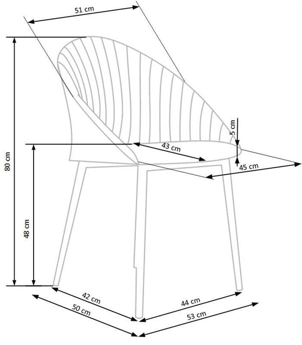 Scaun tapitat cu stofa si picioare metalice Kai-357 Gri Deschis / Negru, l53xA50xH80 cm (15)