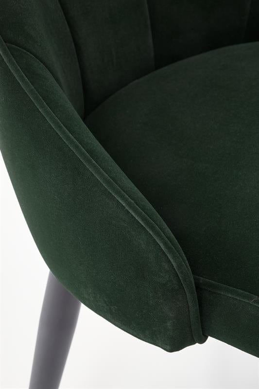 Scaun tapitat cu stofa si picioare metalice, Kai-365 Velvet Verde Inchis / Negru, l52xA57xH90 cm (9)