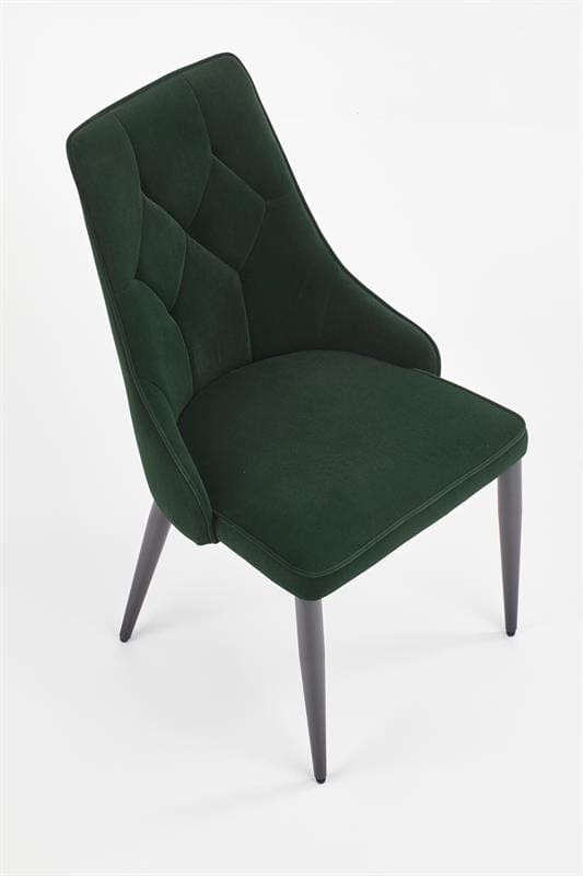 Scaun tapitat cu stofa si picioare metalice, Kai-365 Velvet Verde Inchis / Negru, l52xA57xH90 cm (6)