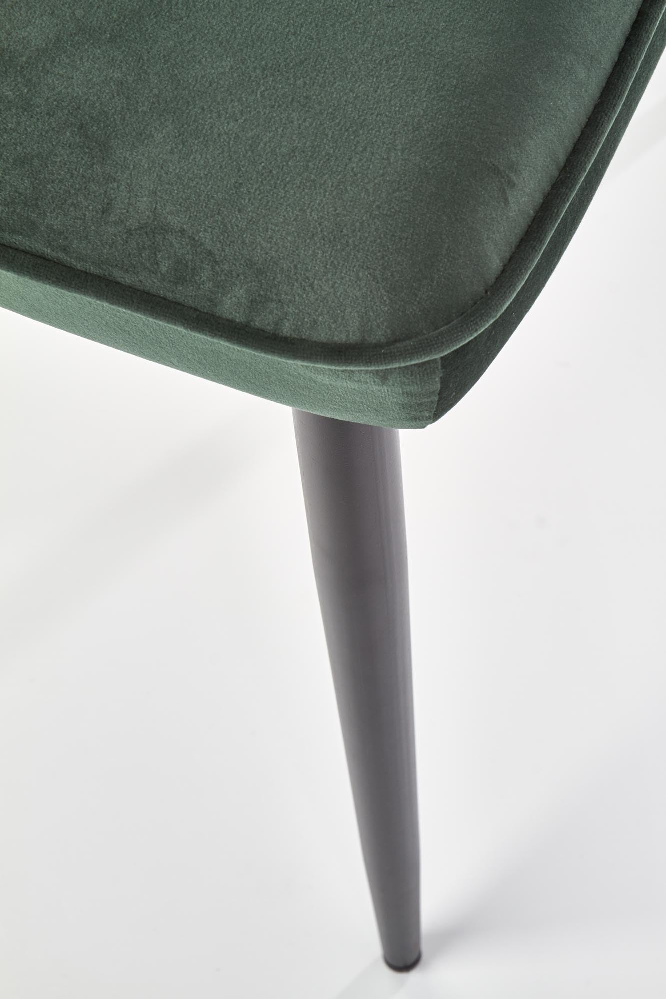 Scaun tapitat cu stofa si picioare metalice Kai-399 Velvet Verde inchis / Negru, l50xA60xH84 cm (7)