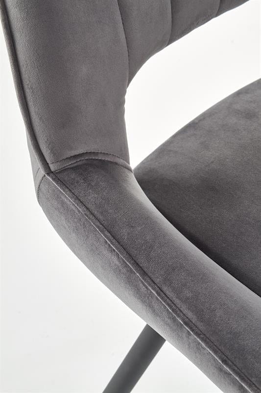 Scaun tapitat cu stofa si picioare metalice, Kai-404 Velvet Gri / Negru, l52xA58xH88 cm (11)